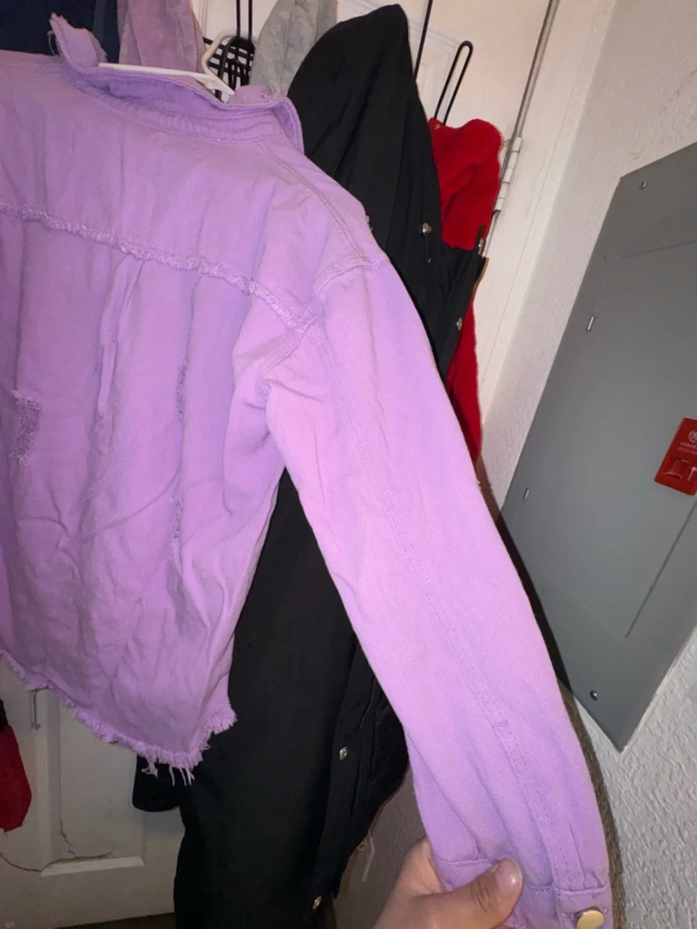 Lavender Distressed Button-Up Jacket - Picture 11 of 11